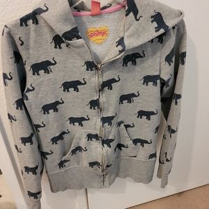 Adorable elephant print primp gray zip up hoodie 🐘